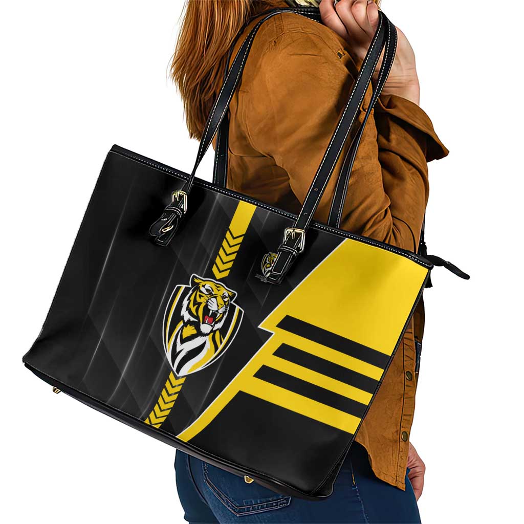 Richmond Tigers Leather Tote Bag Modern Geometric Sports Graphic Style