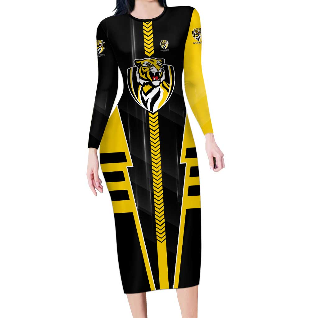 Personalized Richmond Tigers Long Sleeve Bodycon Dress Modern Geometric Sports Graphic Style