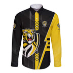 Personalized Richmond Tigers Long Sleeve Button Shirt Modern Geometric Sports Graphic Style