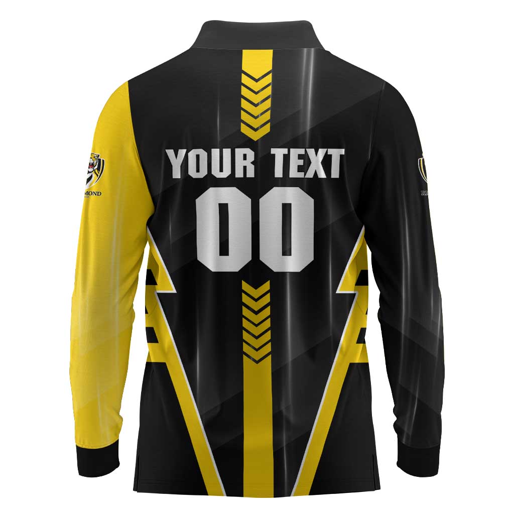 Personalized Richmond Tigers Long Sleeve Polo Shirt Modern Geometric Sports Graphic Style