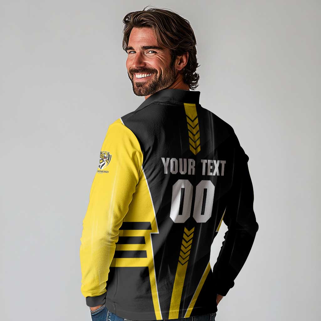 Personalized Richmond Tigers Long Sleeve Polo Shirt Modern Geometric Sports Graphic Style