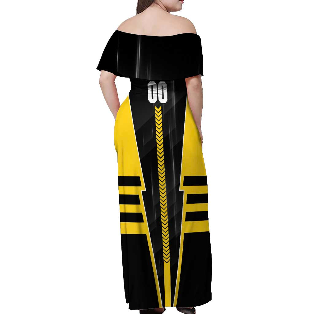 Personalized Richmond Tigers Off Shoulder Maxi Dress Modern Geometric Sports Graphic Style