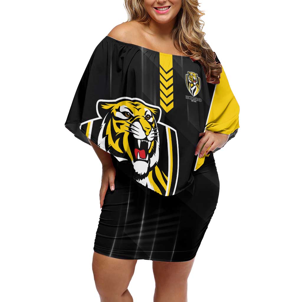 Personalized Richmond Tigers Off Shoulder Short Dress Modern Geometric Sports Graphic Style