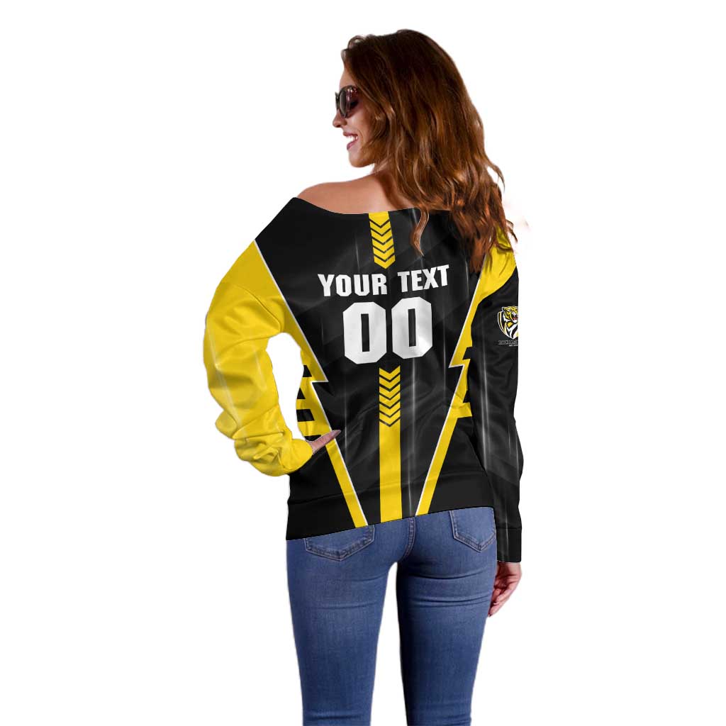 Personalized Richmond Tigers Off Shoulder Sweater Modern Geometric Sports Graphic Style
