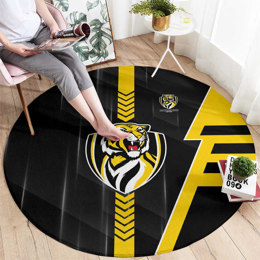 Richmond Tigers Round Carpet Modern Geometric Sports Graphic Style