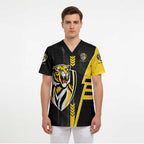 Personalized Richmond Tigers Scrub Top Modern Geometric Sports Graphic Style