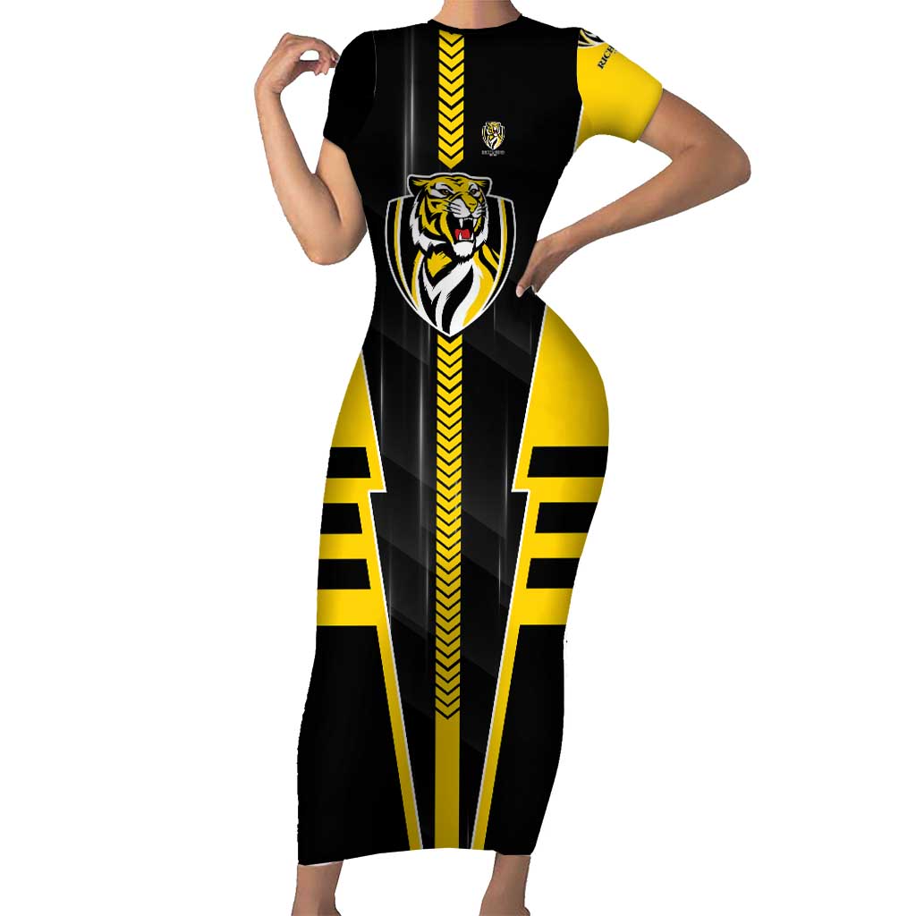 Personalized Richmond Tigers Short Sleeve Bodycon Dress Modern Geometric Sports Graphic Style
