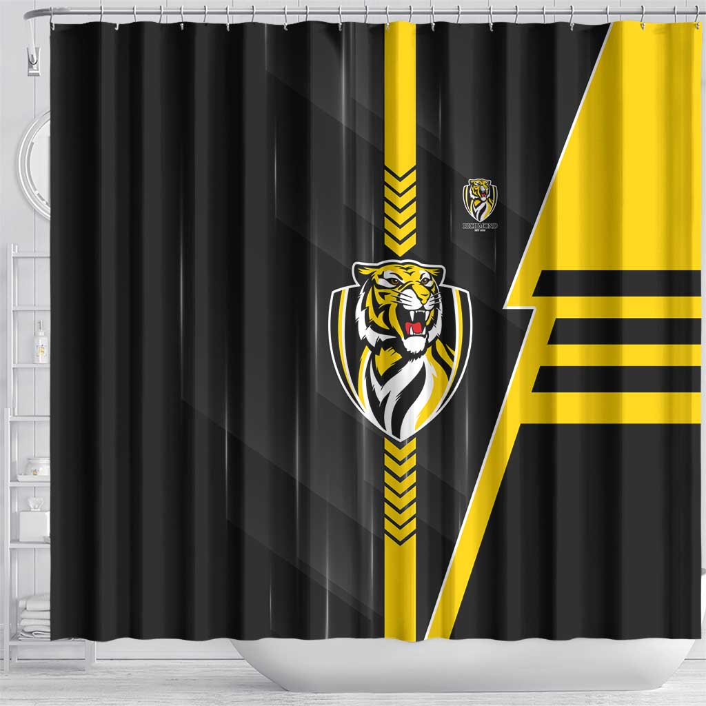 Richmond Tigers Shower Curtain Modern Geometric Sports Graphic Style