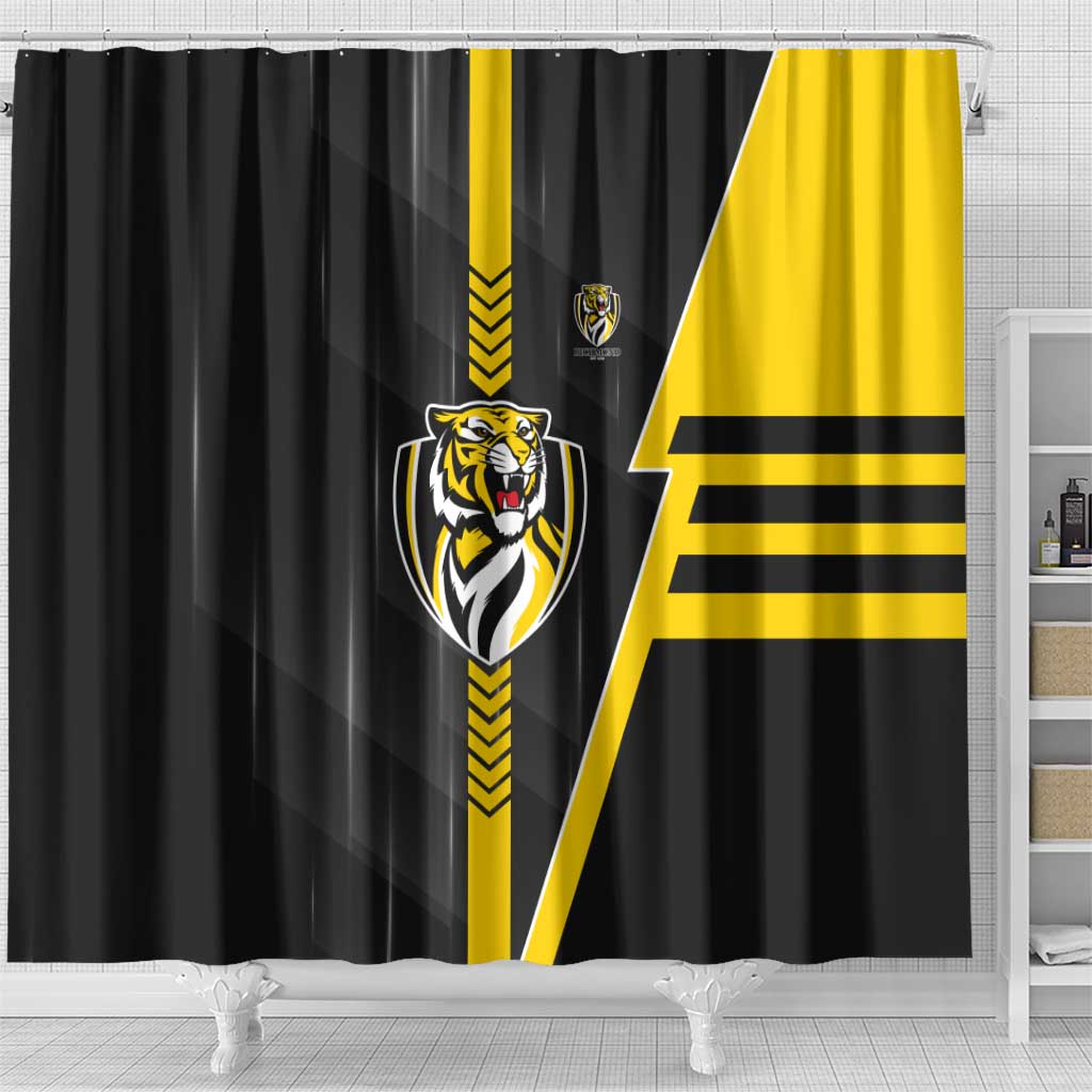 Richmond Tigers Shower Curtain Modern Geometric Sports Graphic Style