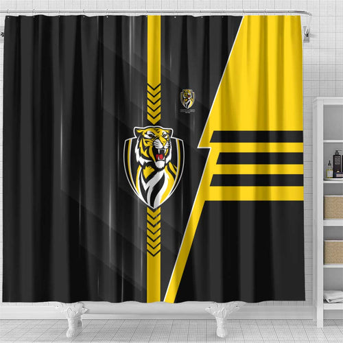 Richmond Tigers Shower Curtain Modern Geometric Sports Graphic Style