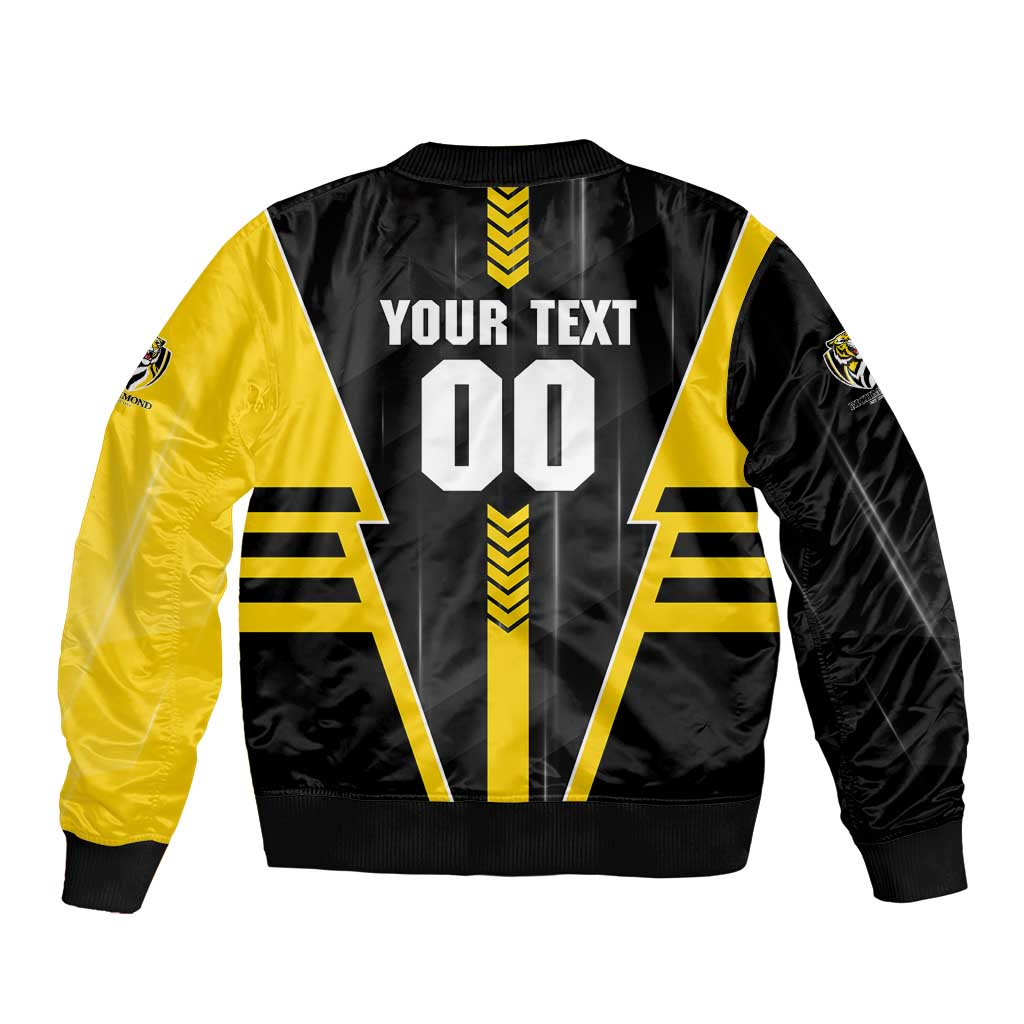 Personalized Richmond Tigers Sleeve Zip Bomber Jacket Modern Geometric Sports Graphic Style