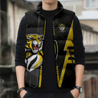 Personalized Richmond Tigers Sleeveless Puffer Jacket Modern Geometric Sports Graphic Style
