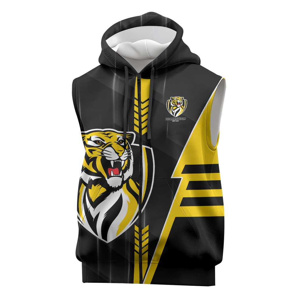 Personalized Richmond Tigers Sleeveless Zip Hoodie Modern Geometric Sports Graphic Style