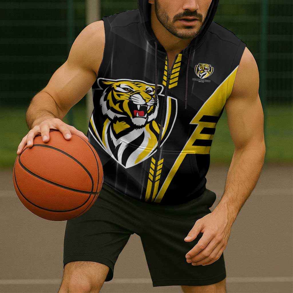 Personalized Richmond Tigers Sleeveless Zip Hoodie Modern Geometric Sports Graphic Style