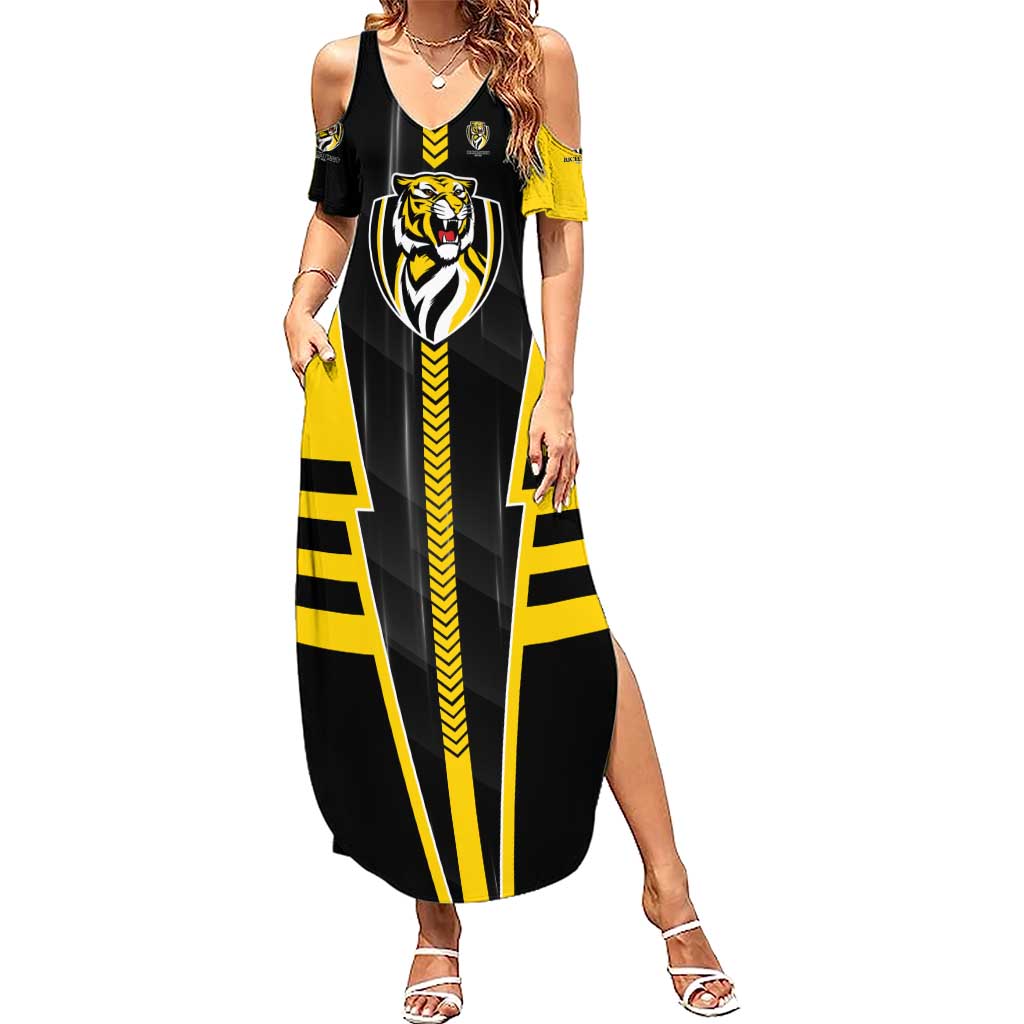Personalized Richmond Tigers Summer Maxi Dress Modern Geometric Sports Graphic Style