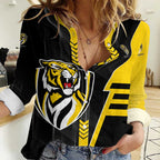 Personalized Richmond Tigers Women Casual Shirt Modern Geometric Sports Graphic Style