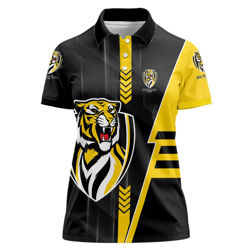 Personalized Richmond Tigers Women Polo Shirt Modern Geometric Sports Graphic Style