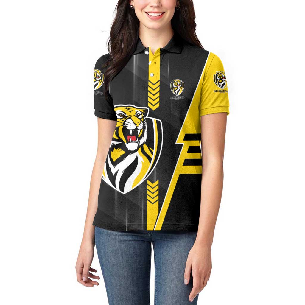 Personalized Richmond Tigers Women Polo Shirt Modern Geometric Sports Graphic Style