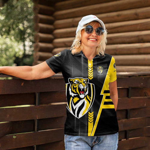 Personalized Richmond Tigers Women Polo Shirt Modern Geometric Sports Graphic Style