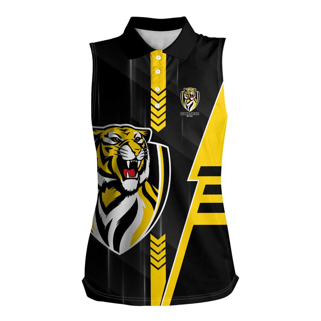 Personalized Richmond Tigers Women Sleeveless Polo Shirt Modern Geometric Sports Graphic Style