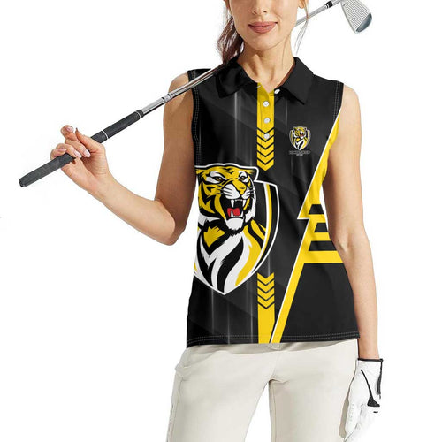 Personalized Richmond Tigers Women Sleeveless Polo Shirt Modern Geometric Sports Graphic Style