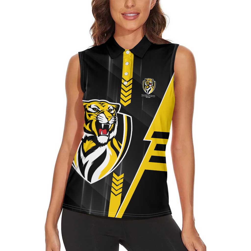 Personalized Richmond Tigers Women Sleeveless Polo Shirt Modern Geometric Sports Graphic Style