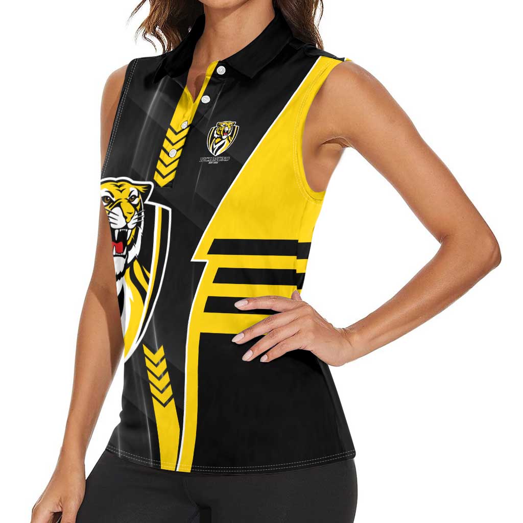 Personalized Richmond Tigers Women Sleeveless Polo Shirt Modern Geometric Sports Graphic Style