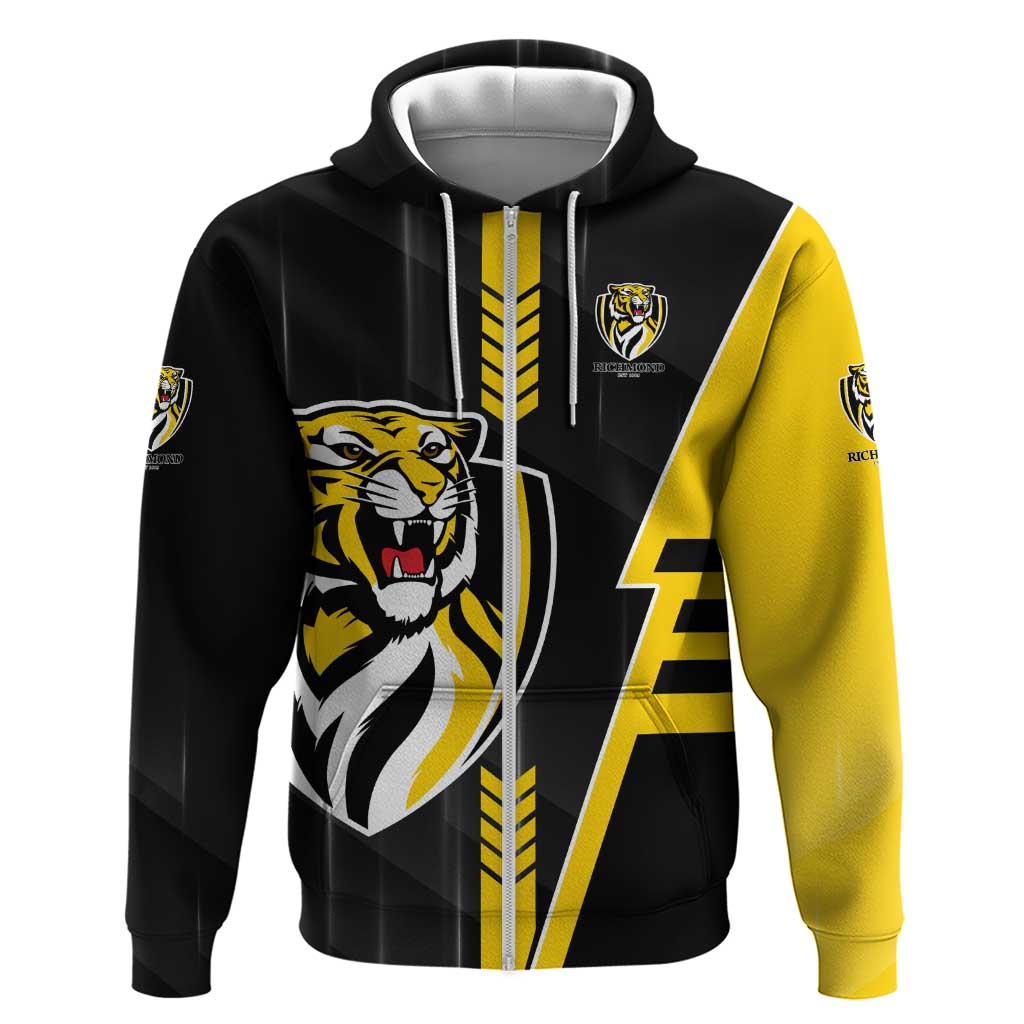 Personalized Richmond Tigers Zip Hoodie Modern Geometric Sports Graphic Style