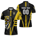 Personalized Richmond Tigers Zipper Polo Shirt Modern Geometric Sports Graphic Style