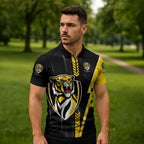 Personalized Richmond Tigers Zipper Polo Shirt Modern Geometric Sports Graphic Style