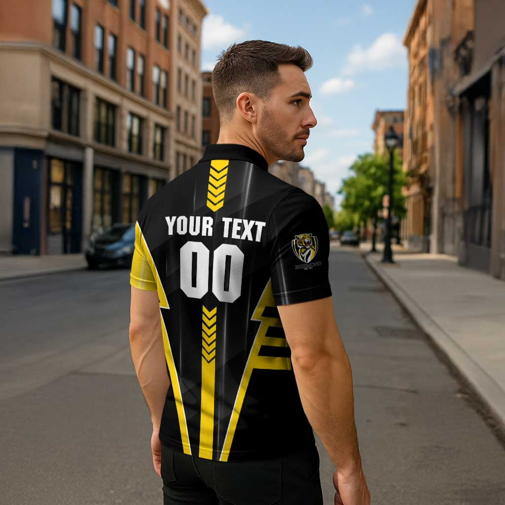 Personalized Richmond Tigers Zipper Polo Shirt Modern Geometric Sports Graphic Style