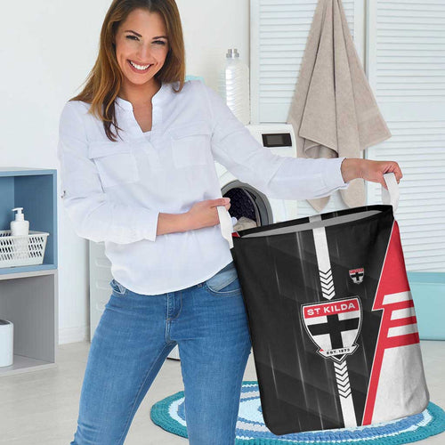 St Kilda Saints Laundry Basket Modern Geometric Sports Graphic Style
