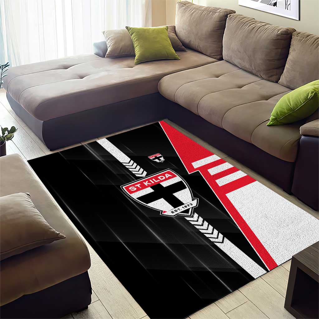 St Kilda Saints Area Rug Modern Geometric Sports Graphic Style