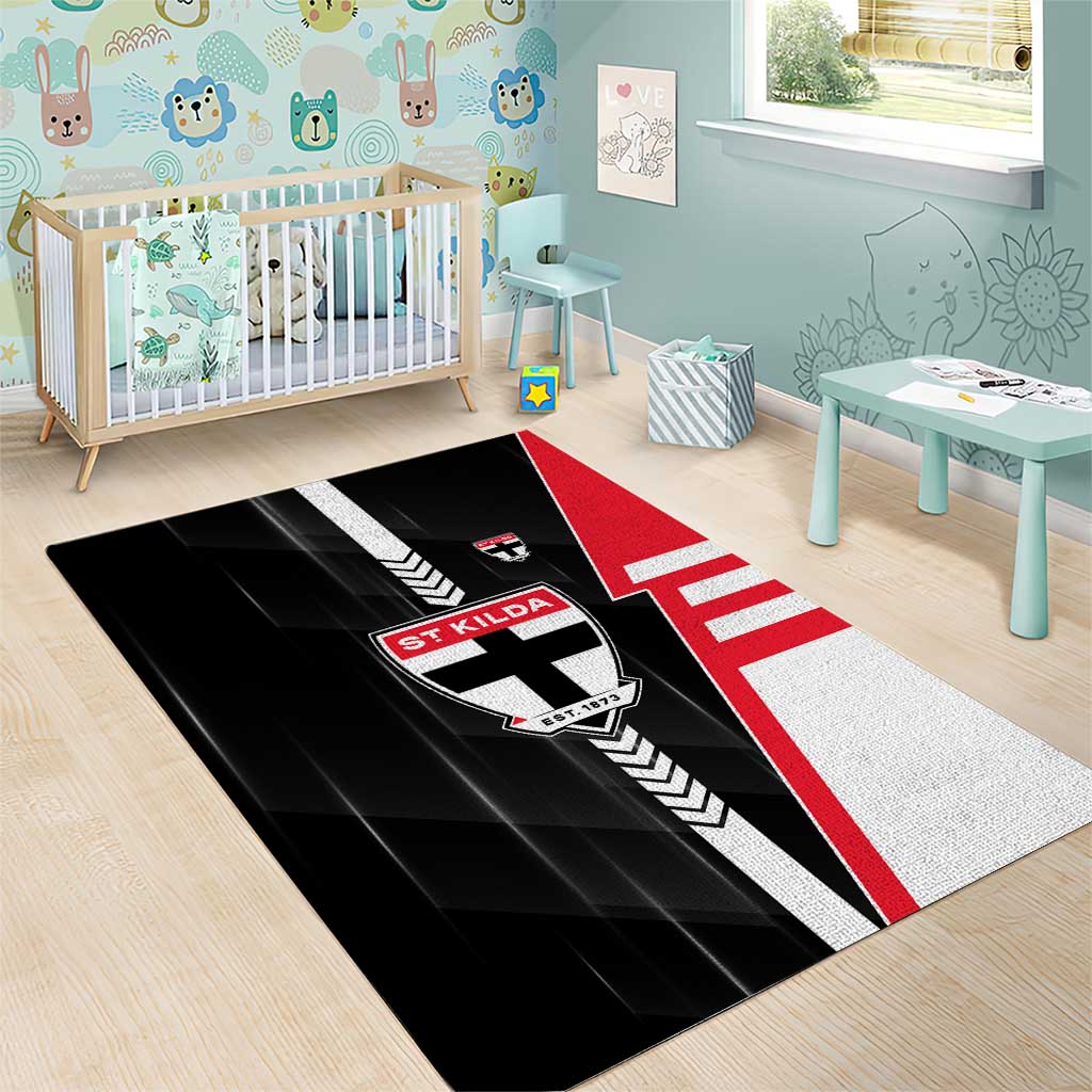 St Kilda Saints Area Rug Modern Geometric Sports Graphic Style
