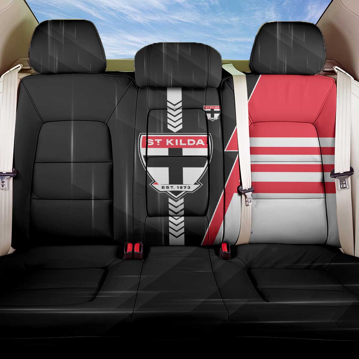 St Kilda Saints Back Car Seat Cover Modern Geometric Sports Graphic Style