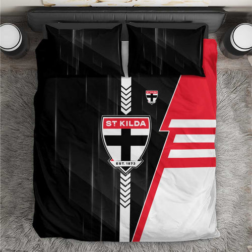 St Kilda Saints Bedding Set Modern Geometric Sports Graphic Style