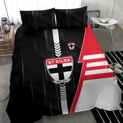 St Kilda Saints Bedding Set Modern Geometric Sports Graphic Style