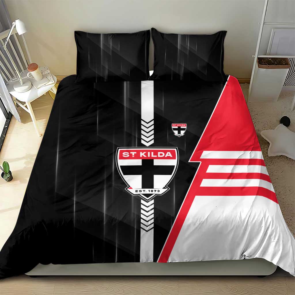 St Kilda Saints Bedding Set Modern Geometric Sports Graphic Style