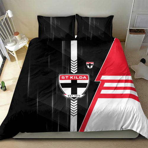 St Kilda Saints Bedding Set Modern Geometric Sports Graphic Style