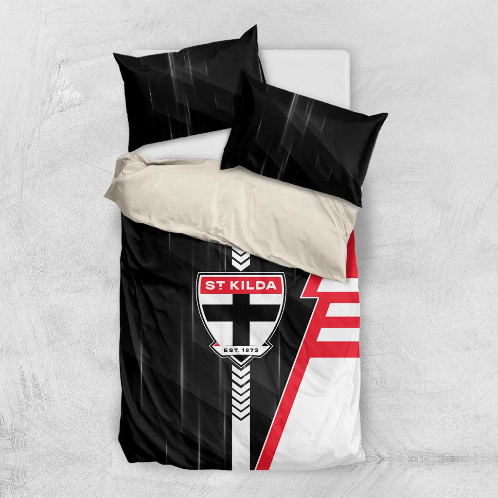 St Kilda Saints Bedding Set Modern Geometric Sports Graphic Style