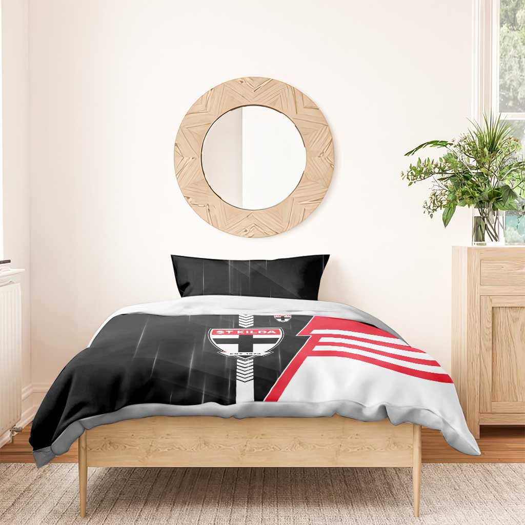 St Kilda Saints Bedding Set Modern Geometric Sports Graphic Style