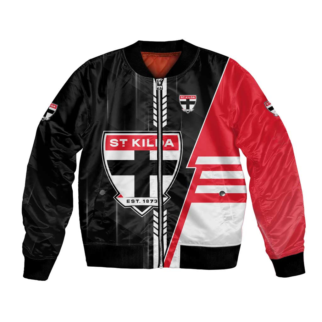 Personalized St Kilda Saints Bomber Jacket Modern Geometric Sports Graphic Style