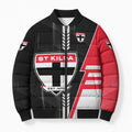 Personalized St Kilda Saints Bomber Puffer Jacket Modern Geometric Sports Graphic Style