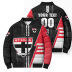 Personalized St Kilda Saints Bomber Puffer Jacket Modern Geometric Sports Graphic Style