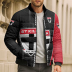 Personalized St Kilda Saints Bomber Puffer Jacket Modern Geometric Sports Graphic Style