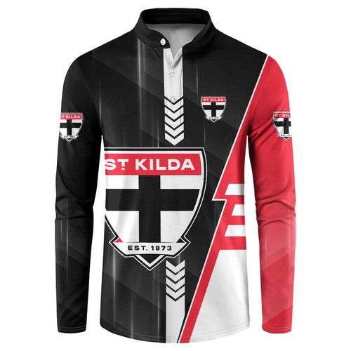 Personalized St Kilda Saints Button Sweatshirt Modern Geometric Sports Graphic Style
