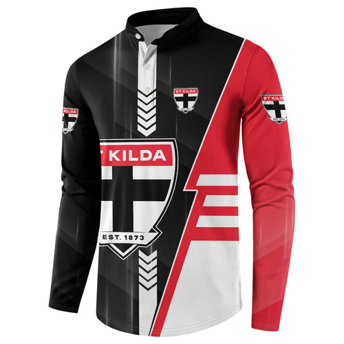 Personalized St Kilda Saints Button Sweatshirt Modern Geometric Sports Graphic Style