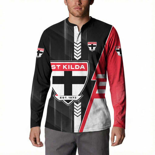 Personalized St Kilda Saints Button Sweatshirt Modern Geometric Sports Graphic Style