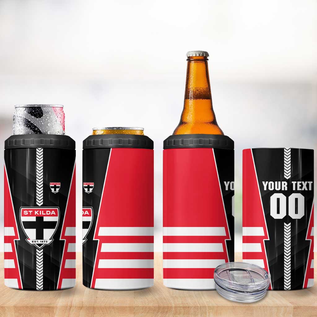 Personalized St Kilda Saints 4 in 1 Can Cooler Tumbler Modern Geometric Sports Graphic Style