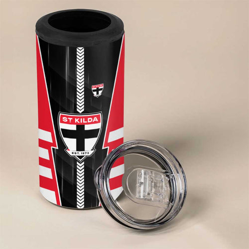 Personalized St Kilda Saints 4 in 1 Can Cooler Tumbler Modern Geometric Sports Graphic Style
